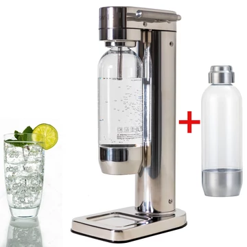 Sodamaschine  in Chrom-Edelstahl-Design SW!ZZ +  2 Flasche